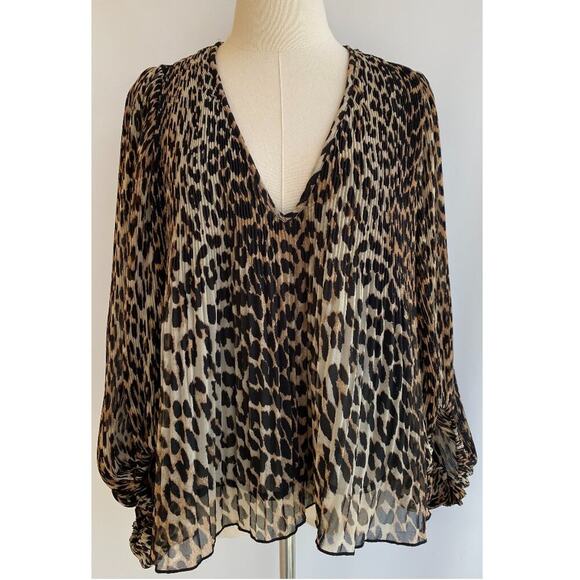 GANNI oversized pleated puffy blouson sleeve top sz 36, US 4 - Picture 4 of 11